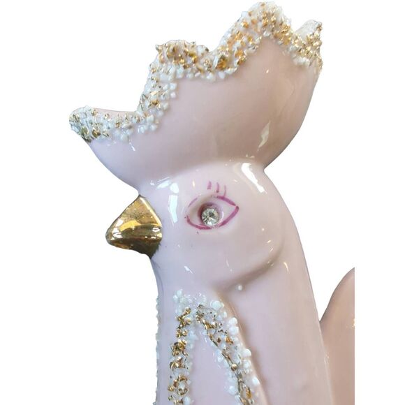 Vintage 1950's Hand Painted Rooster Decorative Vase Light Lavender Sparkle MCM - Picture 5 of 7